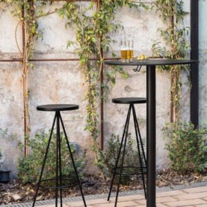 Nuta - Taburete - 45, cromado/asiento madera haya